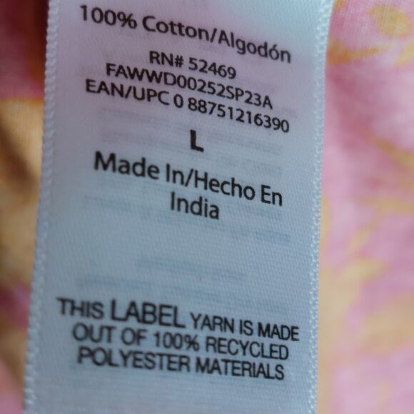 Orange and Pink Printed Cotton dress Size Large - Picture 4 of 4